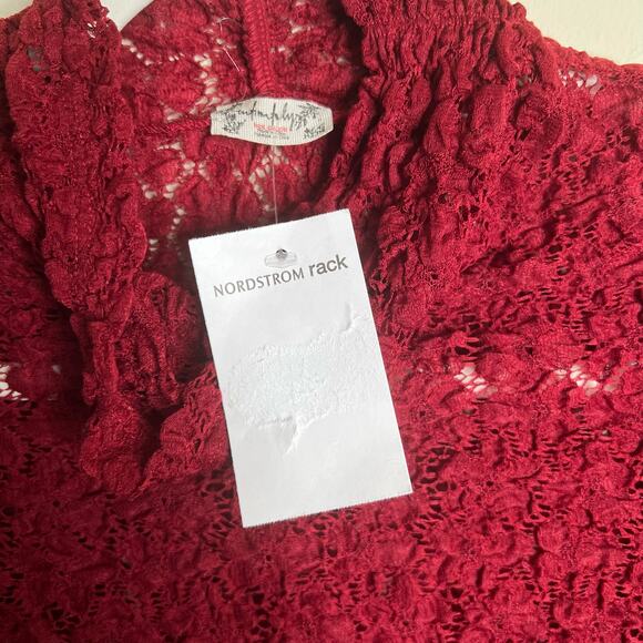 Free People Day N Night Lace Bodysuit Size Small Red Holly Berry - Picture 4 of 6